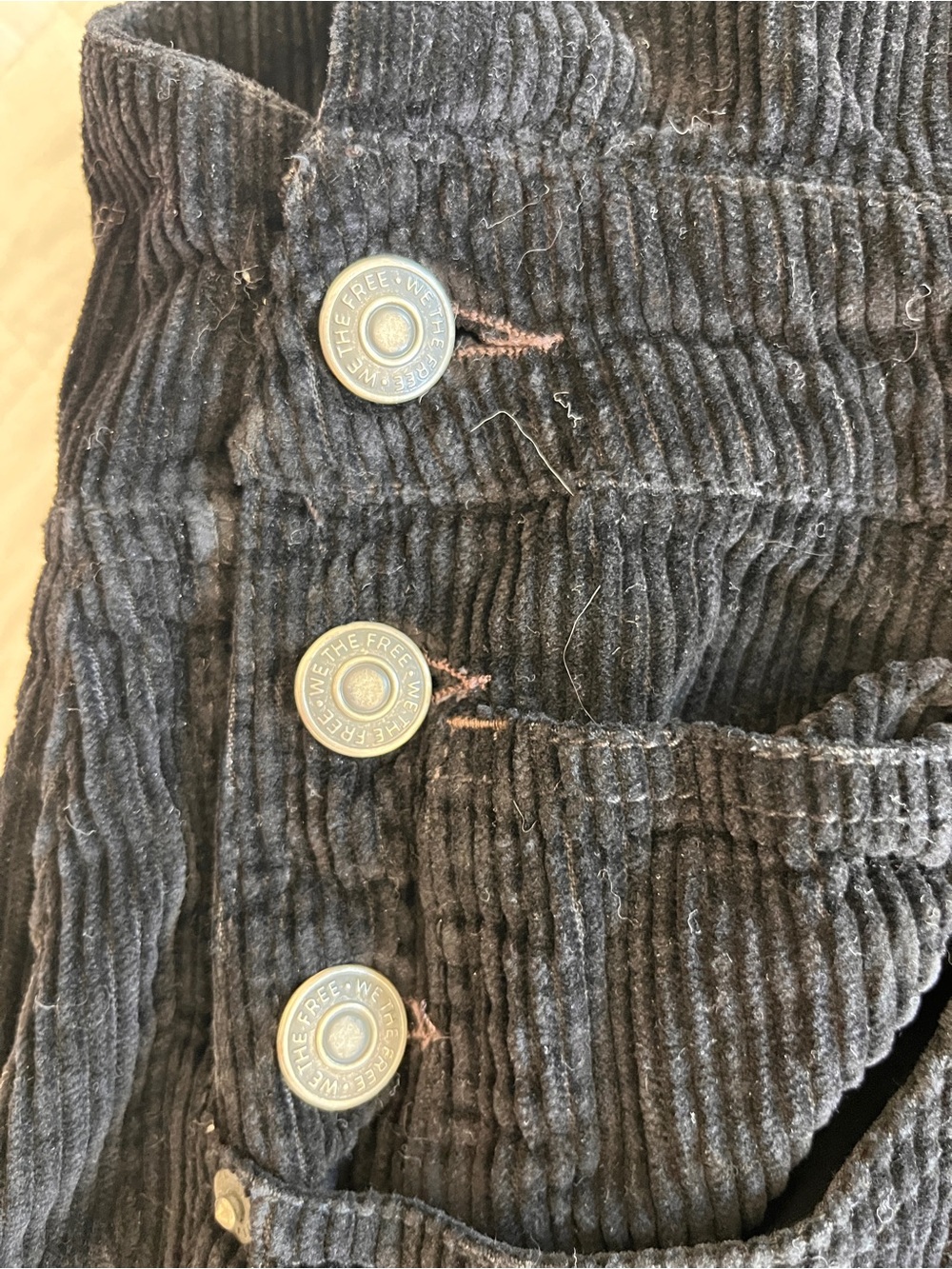 We The Free Good Luck Overall XS Black Corduroy Wide Leg Cotton Free People - Picture 5 of 9